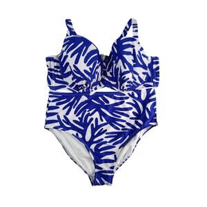 Kona Sol Swimsuit Womens 1X (17-18) Blue Bikini Padded Underwire High Waist NWT